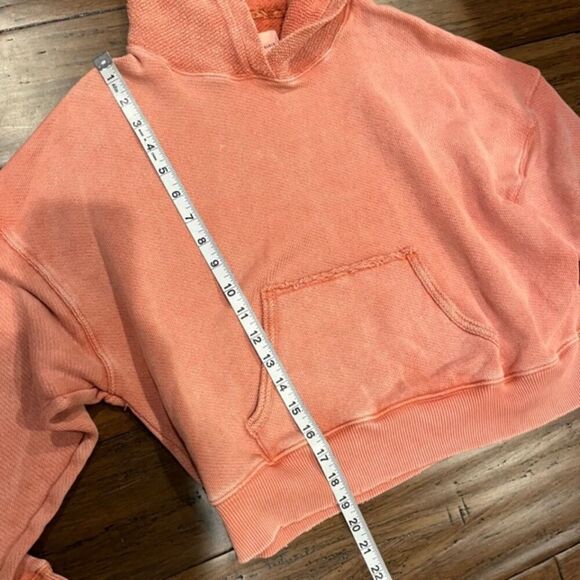 American Eagle Women's Burnout Crop Hoodie Sweatshirt Salmon Size XS - Picture 5 of 6